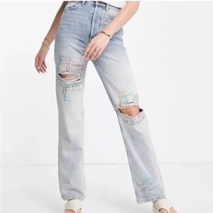Topshop Kort Craft Embroidered Jeans Tagged 26